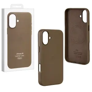 Чехол для iPhone 16 Leather Case 100% ORG (MagSafe) c LOGO Taupe