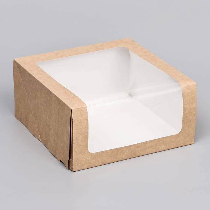 Кондитерская упаковка с окном, крафт, 21 х 21 х 10 см Кондитерская упаковка с окном, крафт, 21 х 21 х 10 см