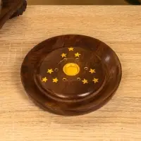 Подставка под благовония круглая "Звёзды" 12,5х12,5х2 см, дерево шишам