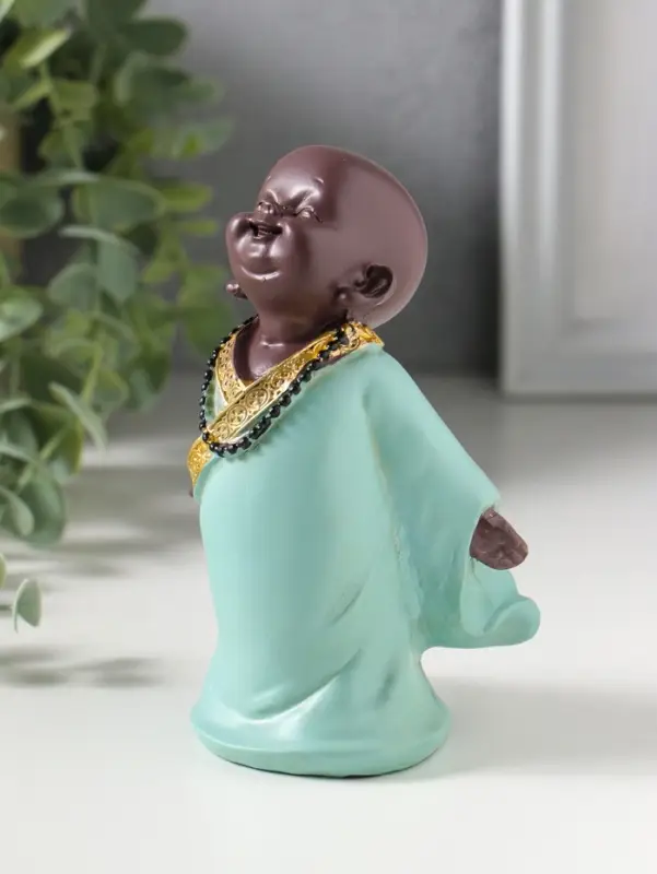 Фигурка полистоун &laquo;Маленький Будда в бирюзовом одеянии - счастье&raquo;, 7&times;8.5&times;12.5 см