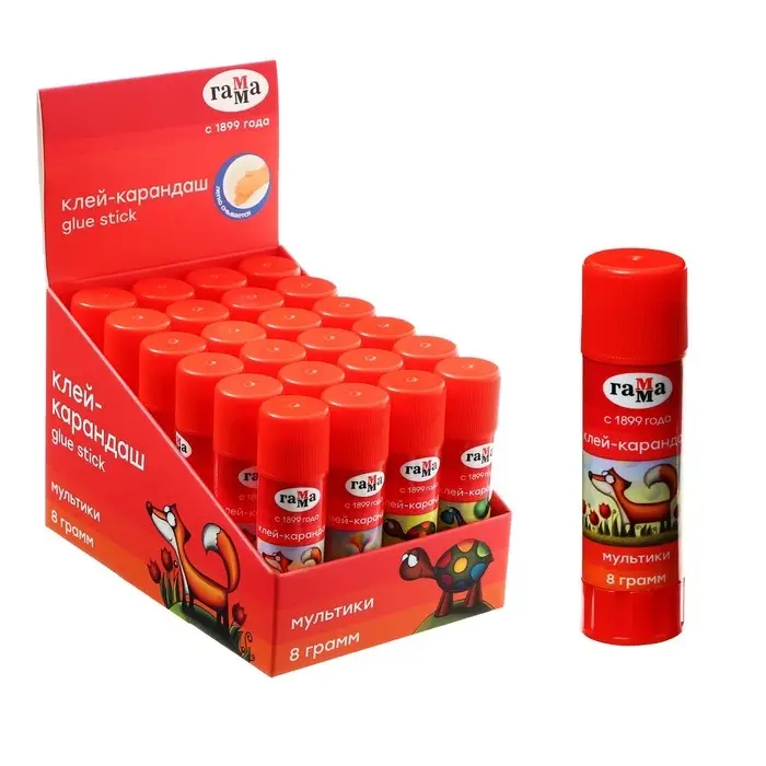 Клей-карандаш PVP  8г Гамма  Клей-карандаш PVP  8г Гамма "Мультики"