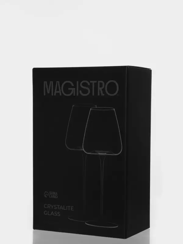 Бокалы для вина Magistro &laquo;Амьен&raquo;, 570 мл, h=28 см, набор 2 шт., стекло, прозрачные