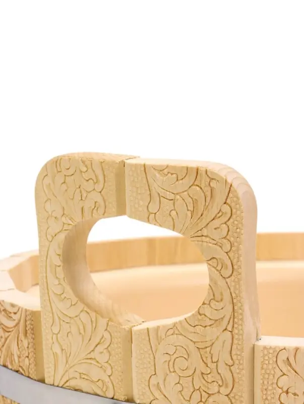 Шайка - таз для бани и сауны &laquo;Русский узор&raquo;, 12 л, деревянная, пластиковая вставка, &laquo;Добропаровъ&raquo;