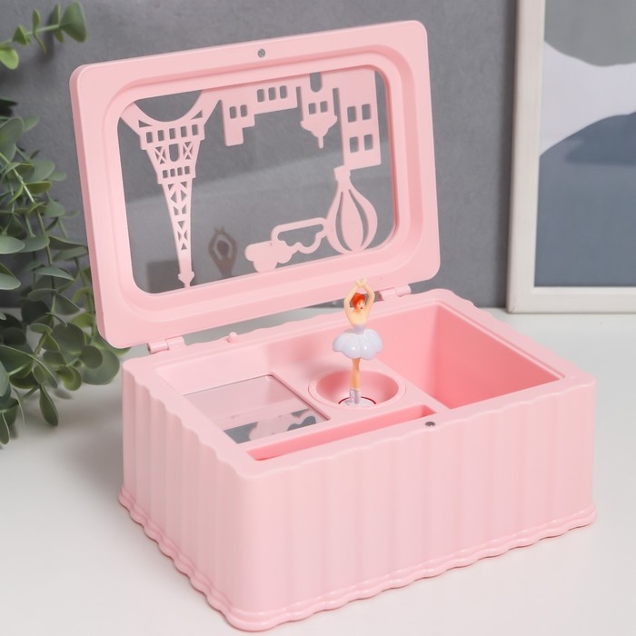 Шкатулка музыкальная механическая Шкатулка музыкальная механическая "Маленький Париж" розовая 12,5х17,5х8 см