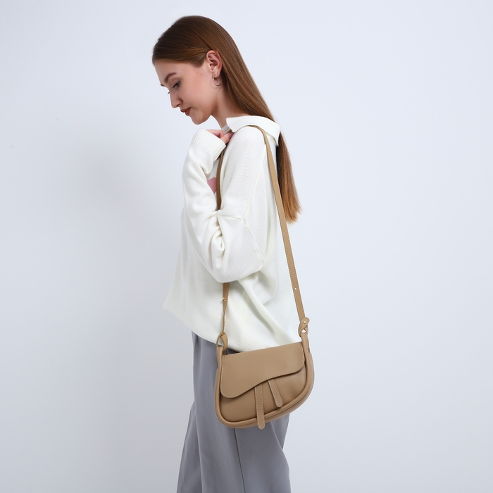 Сумка женская из искусственной кожи, 20×16×8.5 см, бежевая