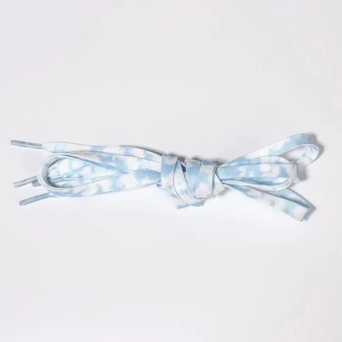 Шнурки для обуви, пара, плоские, 8 мм, 120 см, белые/голубые