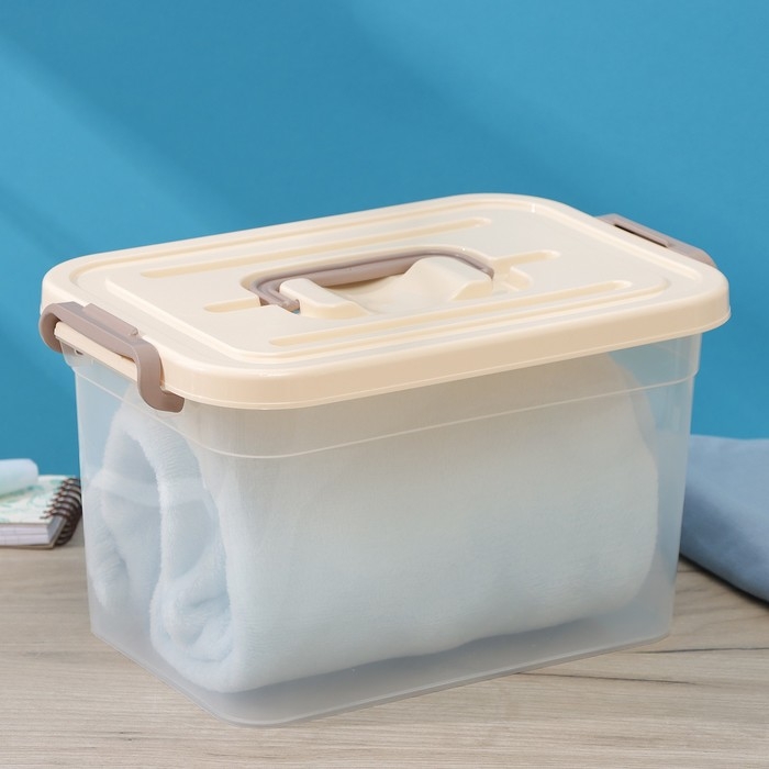 Контейнер для хранения с крышкой Доляна, 6,5 л, 31×20×18 см, цвет бежевый Контейнер для хранения с крышкой Доляна, 6,5 л, 31×20×18 см, цвет бежевый