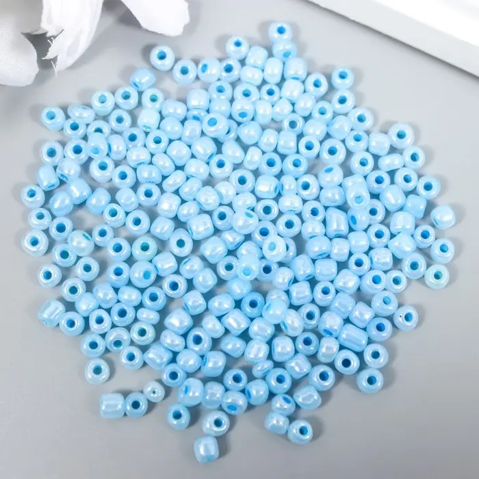 Бисер круглый 6/0  Бисер круглый 6/0 "Голубой перламутр" 20 гр