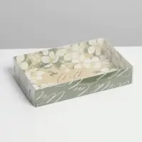 Кондитерская упаковка, коробка для макарун с PVC крышкой, With love, 18 х 12 х 3.5 см