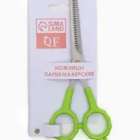 Ножницы филировочные с упором, лезвие 7 см, салатовые, серебристые