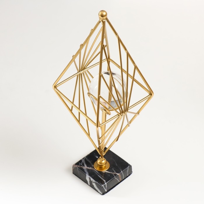 Сувенир интерьерный металл, стекло  Сувенир интерьерный металл, стекло "Геометрический ромб" золото 28х13х13 см