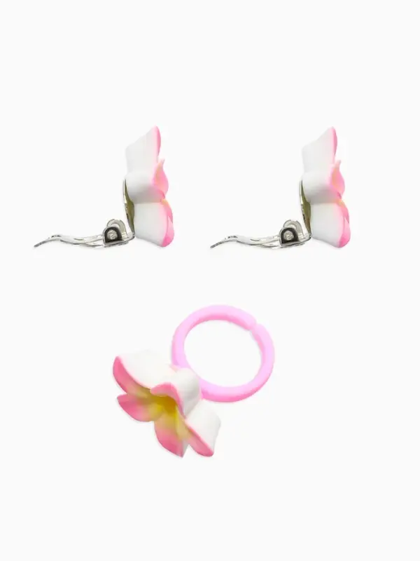 Набор детский &laquo;Выбражулька. Цветок&raquo;, 3 предмета: бусы, клипсы, кольцо безразмерное, разноцветный