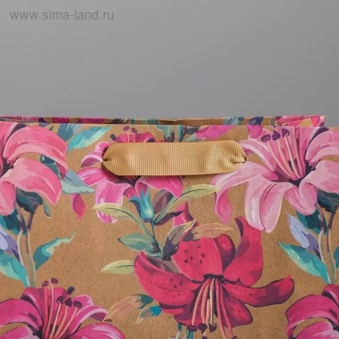 Пакет подарочный крафтовый, «Цветы», MS 18 х 23 х 10 см Пакет подарочный крафтовый, «Цветы», MS 18 х 23 х 10 см