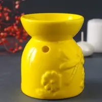 Аромалампа для эфирных масел &laquo;Стрекоза на цветке&raquo;, керамика, жёлтая, 7.2&times;7.2&times;8.3 см