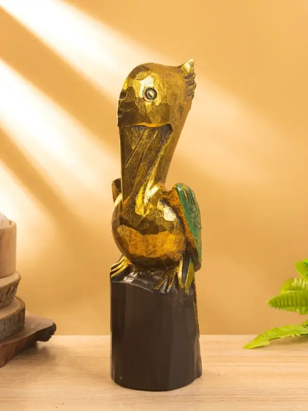 Сувенир интерьерный "Пеликан" 10х10х33 см, дерево, цв. золото