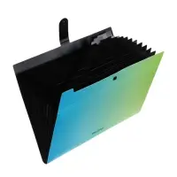 Папка А4 Radiance, 12 отделений, 600 мкм, на кнопке, голубой/зеленый градиент