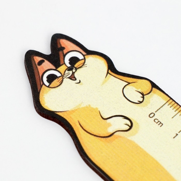 Линейка деревянная 15 см, фигурная Линейка деревянная 15 см, фигурная "Кот"