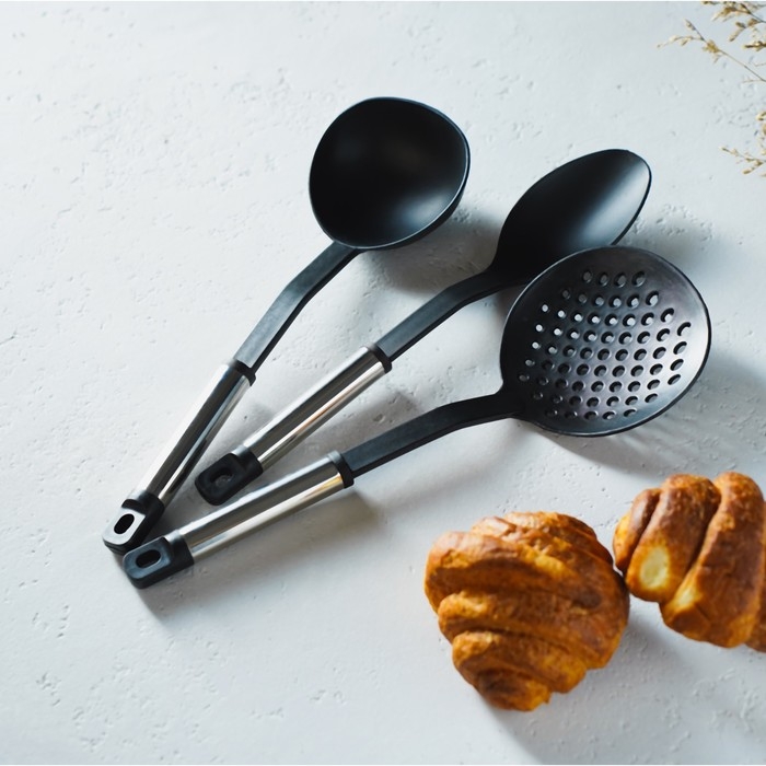 Набор кухонных принадлежностей Доляна «Антрацитовый блеск», 5 предметов, цвет чёрный Набор кухонных принадлежностей Доляна «Антрацитовый блеск», 5 предметов, цвет чёрный