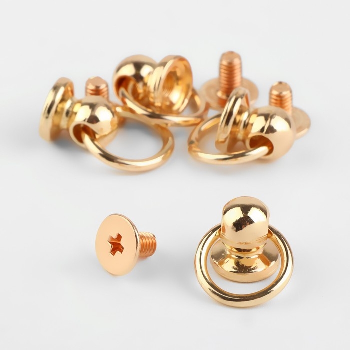 Кобурный винт d = 6/8 × 9 мм, с кольцом d = 10 мм, 4 шт, цвет золотой