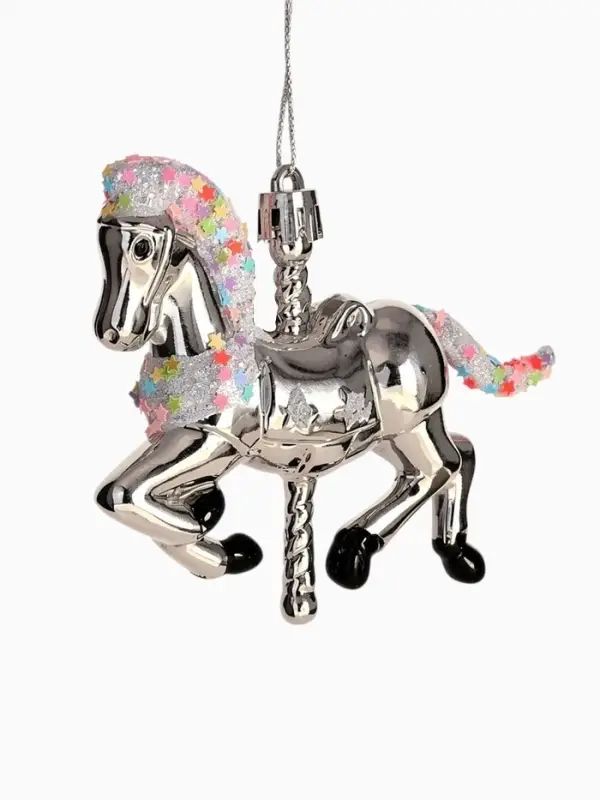 Ёлочные игрушки набор 2 шт. &laquo;Серпантин. Единорог колор&raquo;, 7.5&times;9.5 см, серебристые