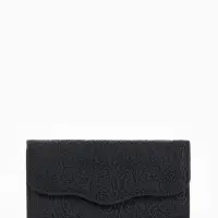 Кошелёк женский на магните, 19.5&times;2.5&times;9 см, с цветочным узором, чёрный