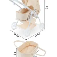 Коляска для кукол универсальная, с переноской, с корзиной, металлический каркас