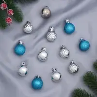 Ёлочные игрушки &laquo;Альянс&raquo;, шары новогодние, d=2.5 см, набор 12 шт., серебристый/синий