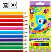 Цветные карандаши 12 цветов ZOO, пластиковые, шестигранные