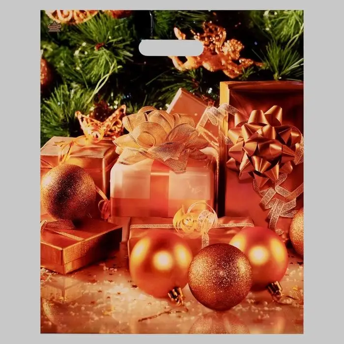 Пакет Пакет "Золотые шары", полиэтиленовый с вырубной ручкой, 45 х 38 см.