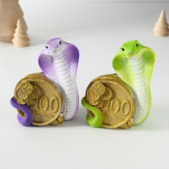 Копилка полистоун Копилка полистоун "Кобра с монетой" МИКС 8,5х6,5х10,5 см