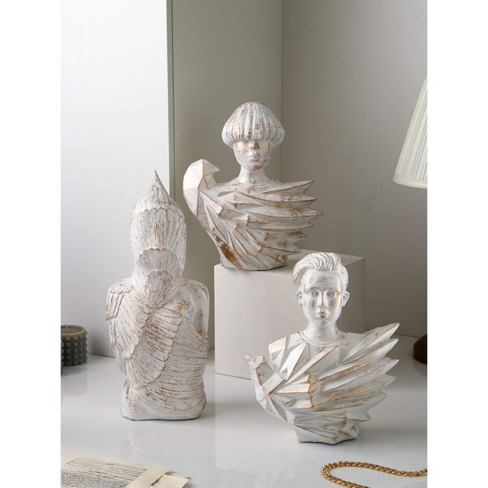 Набор фигур «Женщина воин», полистоун, 42 см, 3 шт, цвет белый Набор фигур «Женщина воин», полистоун, 42 см, 3 шт, цвет белый