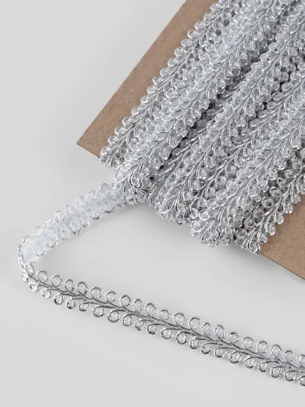 Тесьма декоративная &laquo;Шанель&raquo;, 8 мм, 10&plusmn;1 м, цвет серебряный