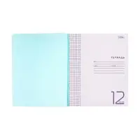 Тетрадь 12 листов в клетку, обложка пластиковая, зеленая