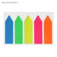 Блок - закладка с липким краем, 12×45 мм, пластик, 5 цветов по 20 листов, неоновый