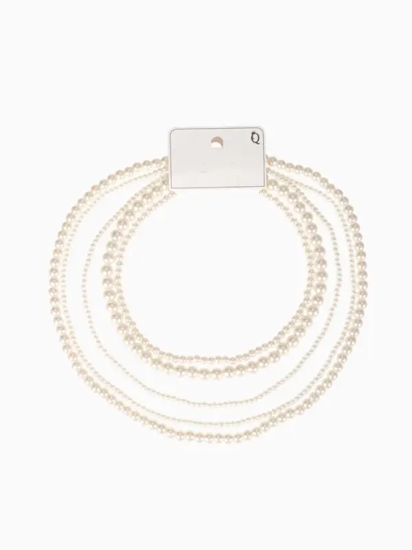 Бусы &laquo;Жемчуг&raquo;, многоярусный 5 нитей, бусины №4, 6, 8, 10, цвет молочный в серебре, 70 см