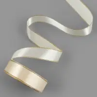 Лента атласная, с золотым люрексом, 25 мм, 23&plusmn;1 м, светло-бежевая №008