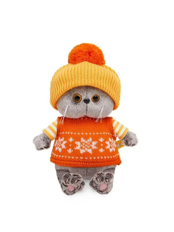 Мягкая игрушка &laquo;Кот Басик baby в жилете и шапочке с помпоном&raquo;, 20 см