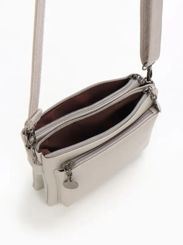 Сумка женская кросс-боди на молнии, 20.5&times;2&times;13 см, серая
