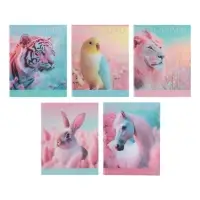 Тетрадь 96л кл Hatber "Pastel Animals", пласт обл с печатью, 60-65г/м&sup2; 5В МИКС