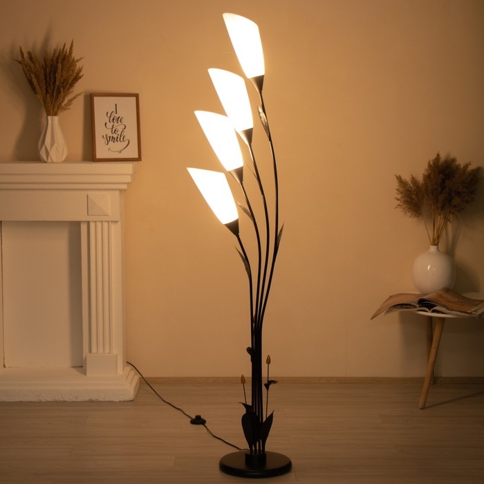 Торшер  Торшер "Ариадна" 4хЕ27 15Вт чёрно-белый h.170 см