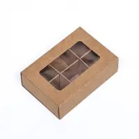 Коробка для 6 конфет, 8.7×5.8×2.5 см, Тонкие разделители, крафт