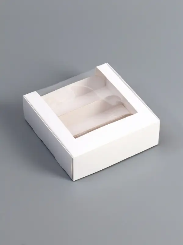 Коробка складная, под 3 эклера, белая, 15&times;15&times;6 см