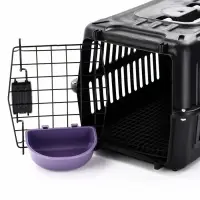 Переноска для животных с сеткой и миской пластиковая 44 х 31 х 27 см, чёрная Переноска для животных с сеткой и миской пластиковая 44 х 31 х 27 см, чёрная