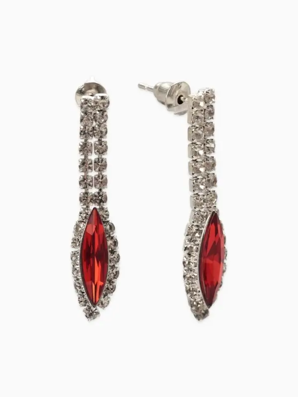 Набор 2 предмета: серьги, колье &laquo;Листопад&raquo;, тонкий ромб, красно-белый в серебре, 45 см