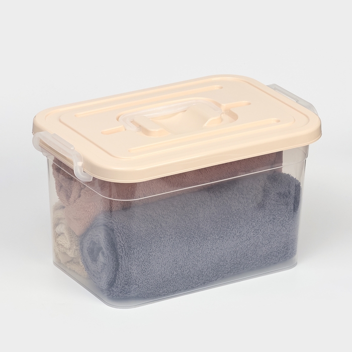 Контейнер для хранения с крышкой Доляна, 6,5 л, 31×20×18 см, цвет бежевый Контейнер для хранения с крышкой Доляна, 6,5 л, 31×20×18 см, цвет бежевый