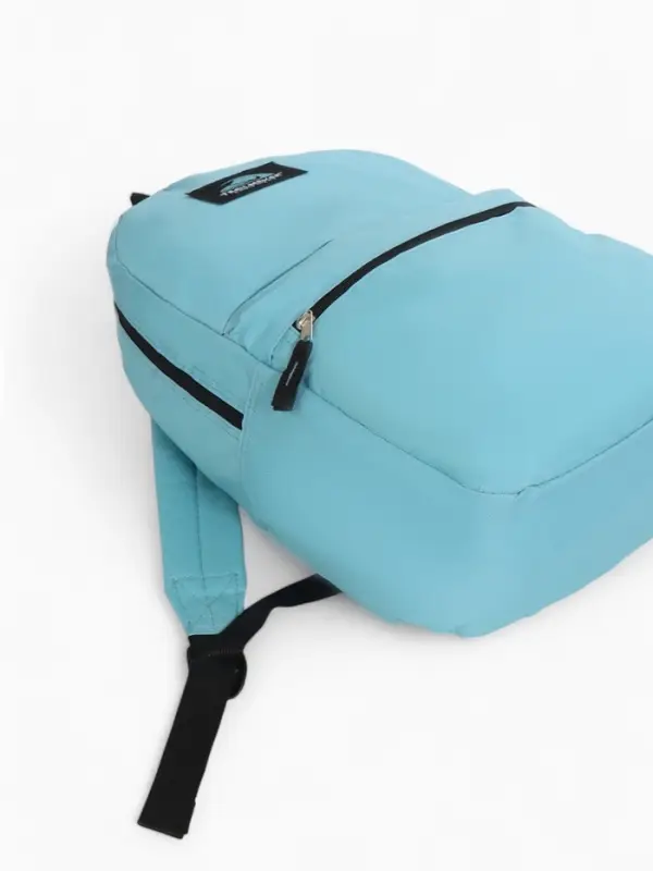 Рюкзак школьный на молнии, с карманом, однотонный, размер 30&times;12&times;40 см, голубой