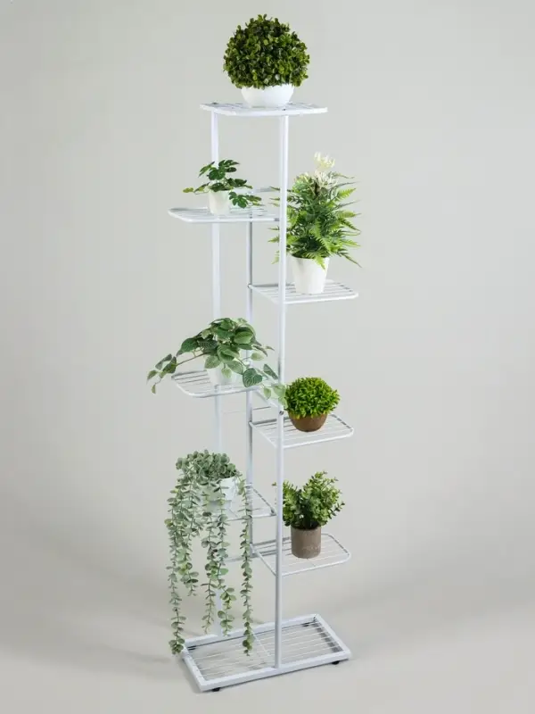 Подставка для цветов Greengo, 8 полок, 43&times;22&times;141 см, напольная, металл, белая