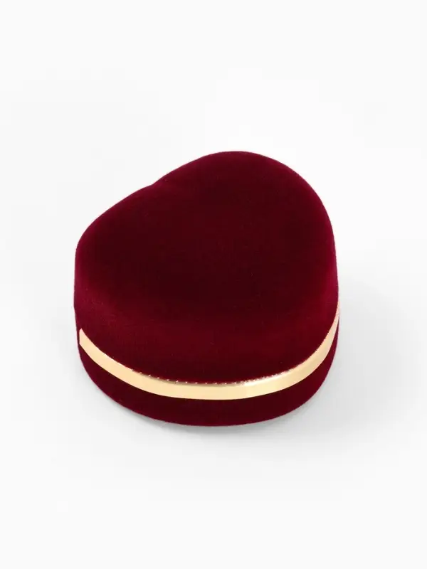 Футляр под кольцо, серьги &laquo;Сердце&raquo;, бархатный, 4&times;5 см, бордовый с золотом