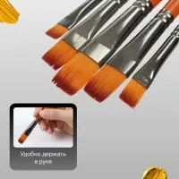 Набор кистей для рисования, синтетика, 5 штук: № 2, 4, 6, 8, 10, плоские, в блистере, международный размер