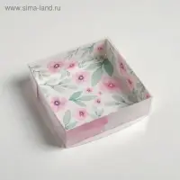Кондитерская упаковка, коробка для макарун с пластиковой крышкой, «Весенний подарок», 12 х 12 х 3.5 см
